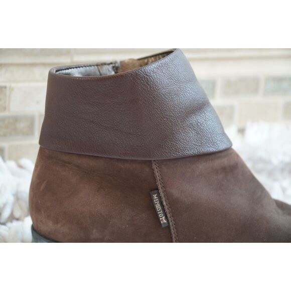 Mephisto Brown Nubuck Leather Foldover Cuff Zip Ankle Boots Size 6.5 - Picture 6 of 8